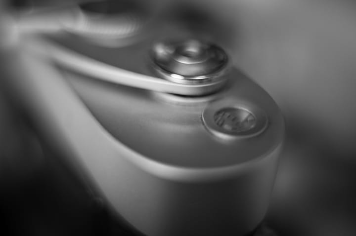 Slightly blurry view of the top of a rangefinder film camera